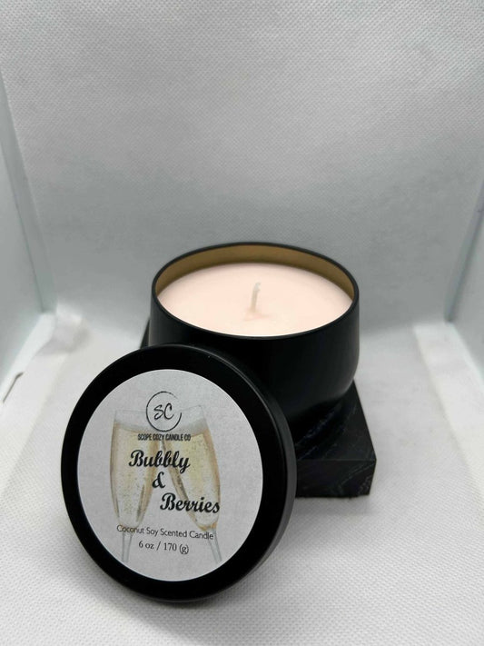 Bubbly & Berries 6oz Coconut Soy Wax Candle - Scope Cozy Candle & Co