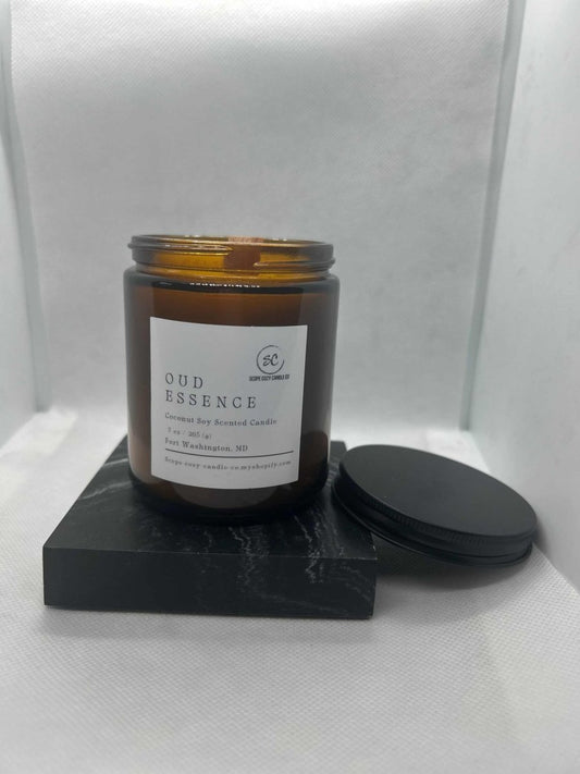 Oud Essence Coconut Soy Scented Candle 7 oz Scope Cozy Candle & Co