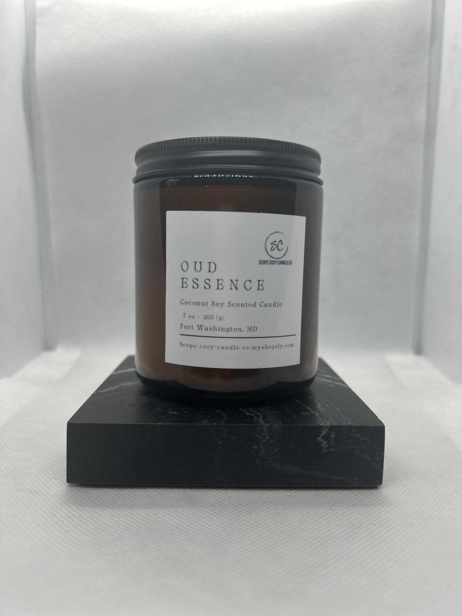 Oud Essence Coconut Soy Scented Candle 7 oz Scope Cozy Candle & Co