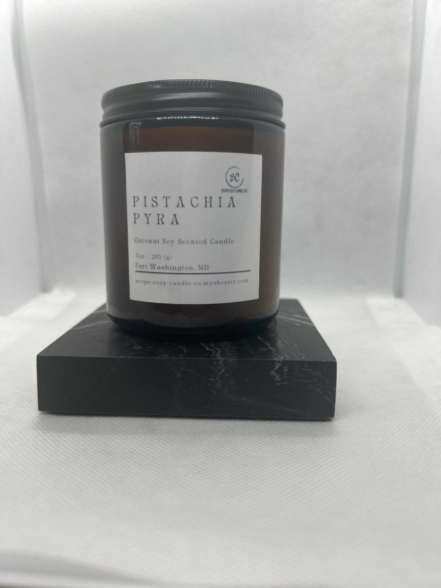Pistachia Pyra Coconut Soy Scented Candle 7oz - Scope Cozy Candle & Co