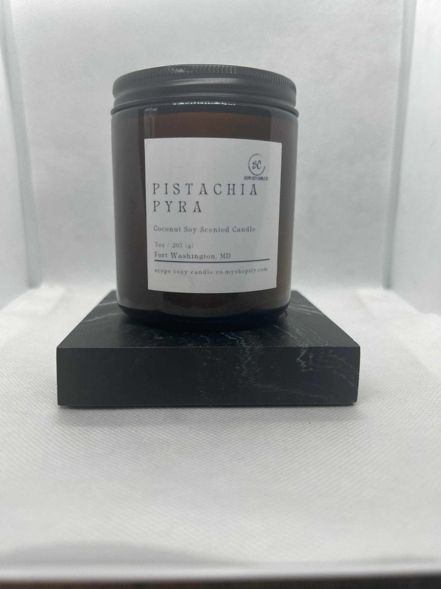 Pistachia Pyra Coconut Soy Scented Candle 7oz - Scope Cozy Candle & Co