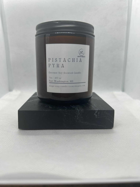 Pistachia Pyra Coconut Soy Scented Candle 7oz - Scope Cozy Candle & Co